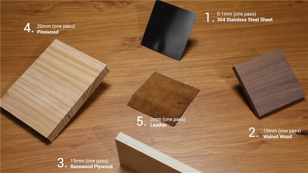 Snapmaker Ray 不同物料的切割測(cè)試