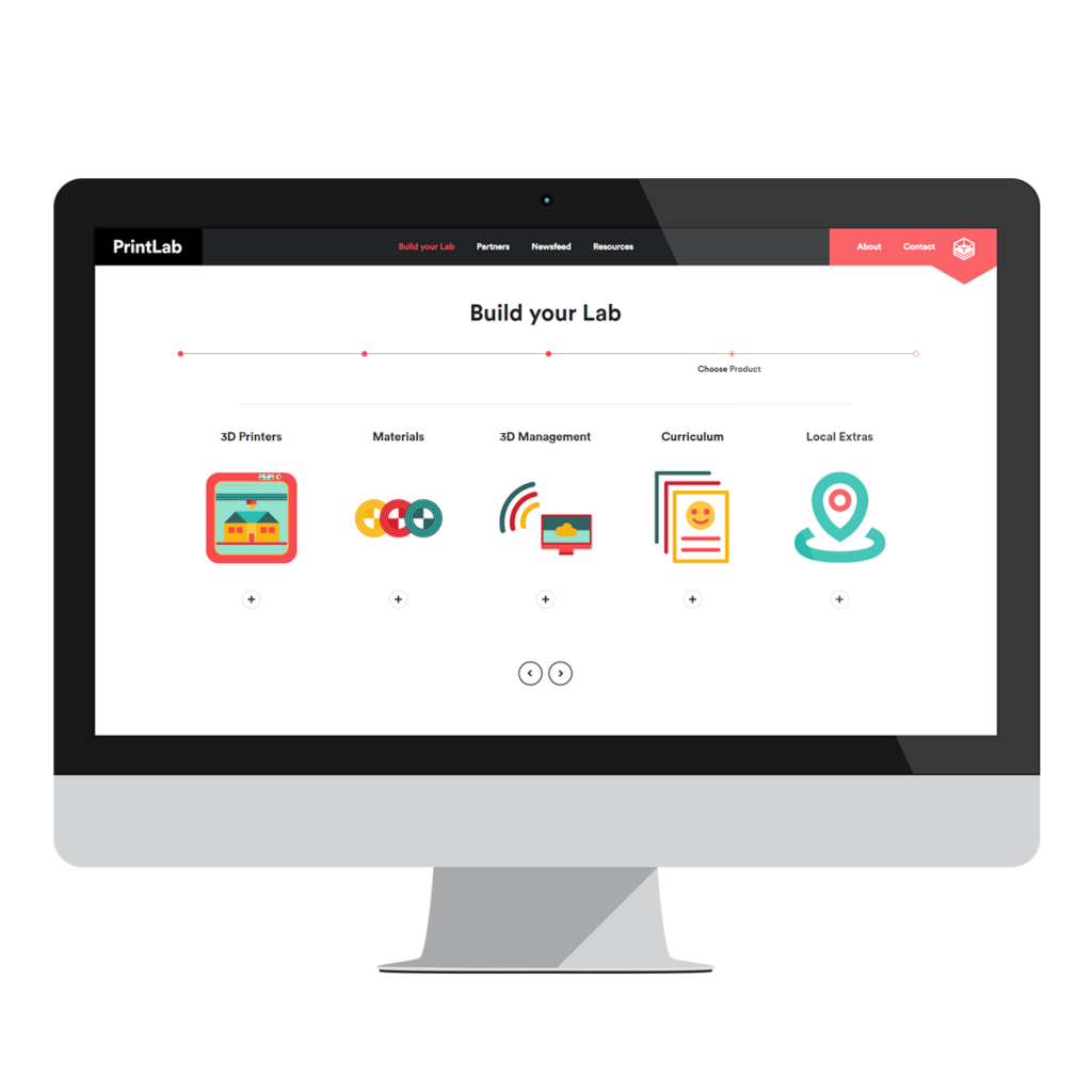 Printlab平臺提供3D列印機、3D列印材料、3D列印課程以及3D列印教學，讓教育單位可以快速的找到最實用的資源。