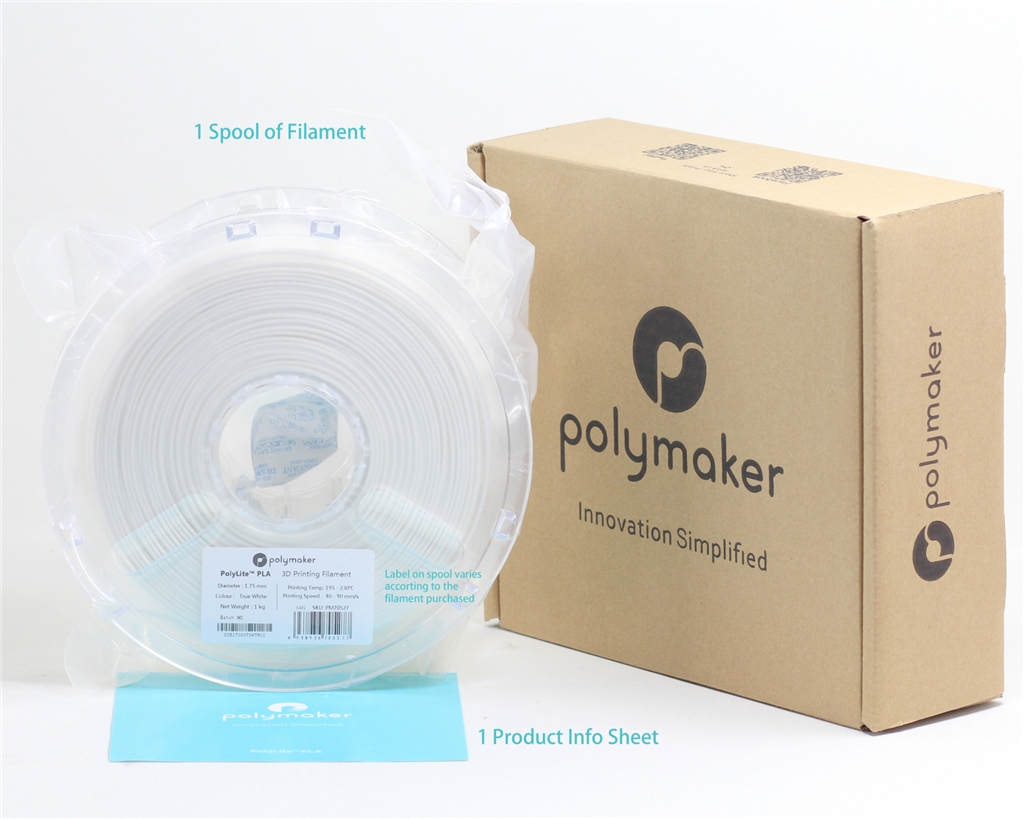 Polymaker 3D列印線材 - Polylite PLA 系列包裝及內(nèi)容介紹