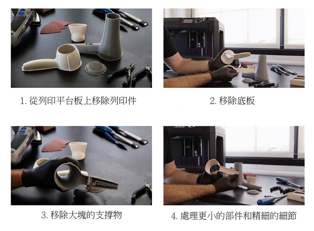 3D 列印模型移除支撐物、材料和底板