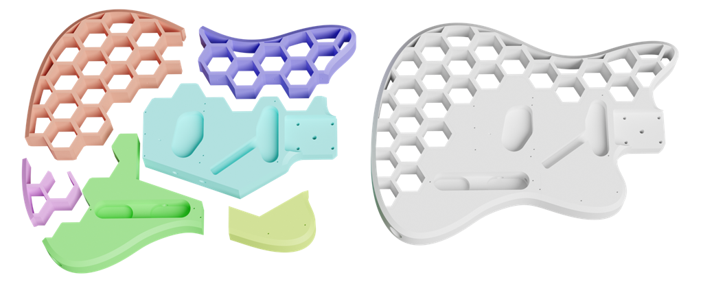 將吉他拆成幾部分進(jìn)行3D 列印