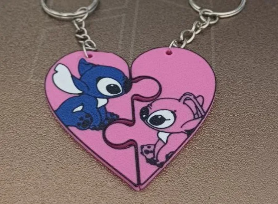 愛心史迪仔鑰匙扣