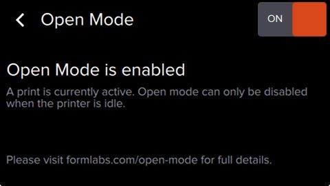 Form2 SLA 3D列印機(jī) 開放模式 open mode 開啟 列印中